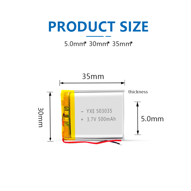 3.7 V Li-ion Battery 503035-500mah